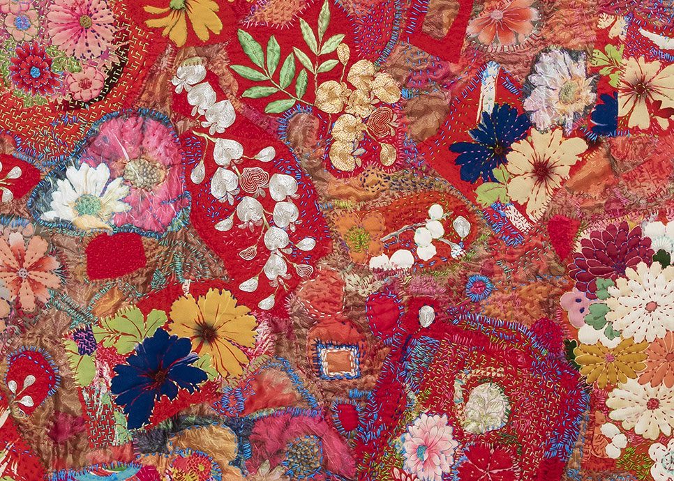 キルト｜岡野栄子｜花づくし小袖スタイル（部分）
